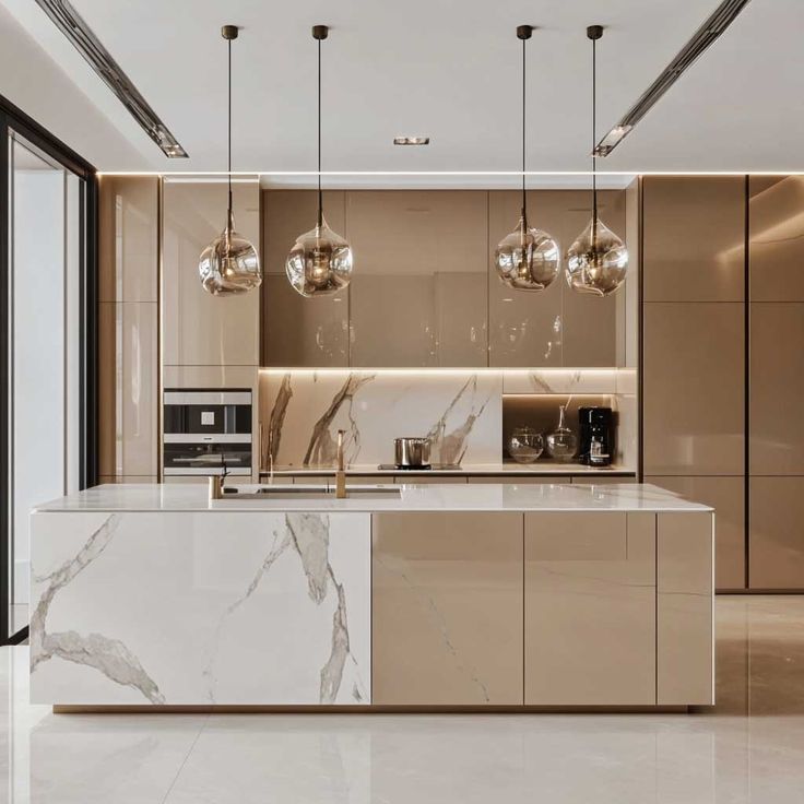 12+ Elegant Luxury Modern Kitchen Designs in Warm Beige • 333+ Inspiring Lifestyle Ideas